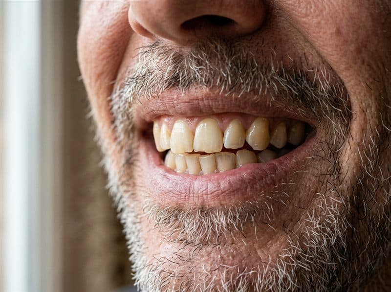 Dientes amarillentos por el paso de los años antes de un blanqueamiento en Chantada